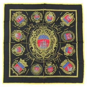Hermès Hermes Black and Gold Silk Scarf